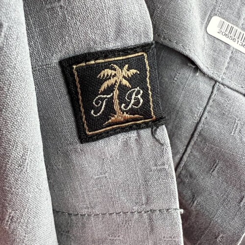 Tommy Bahama 100% textured silk orginal fit gray blue button front shirt XL - Picture 10 of 12